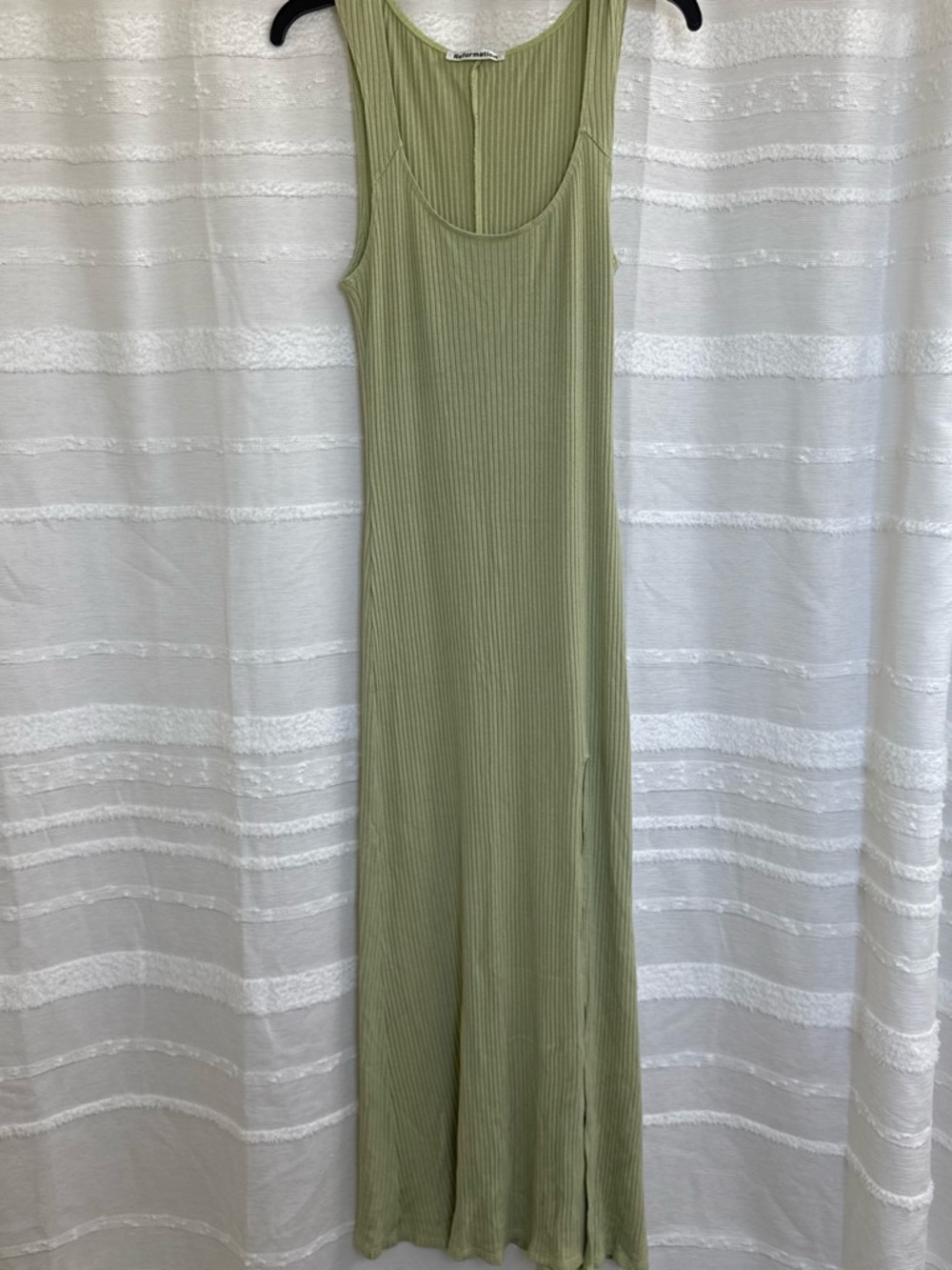 Reformation Ribbed Maxi Dress in Sage Green